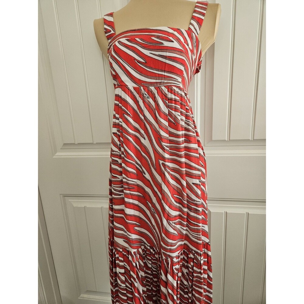 Michael Kors Soft Zebra Midi Sundress Dress viscose Red Size 0X Cotton Lined